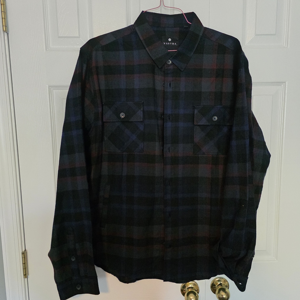 Vuestra Dark Plaid Button-Up Shirt